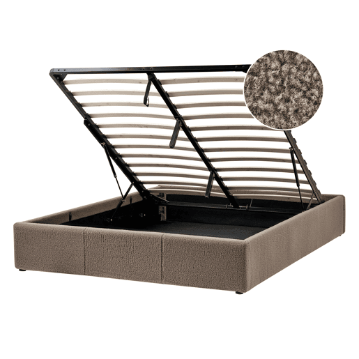 Cama baú sem cabeceira Bouclé DINAN 140 x 200 cm Taupe