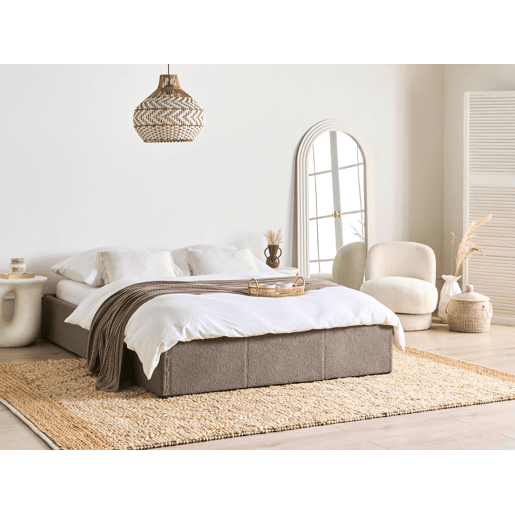 Cama baú sem cabeceira Bouclé DINAN 140 x 200 cm Taupe