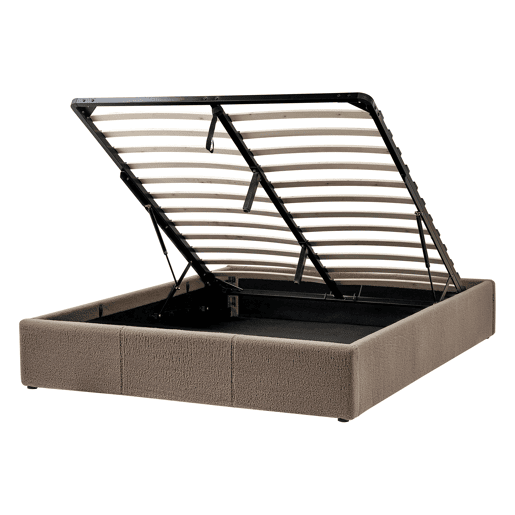Cama baú sem cabeceira Bouclé DINAN 140 x 200 cm Taupe