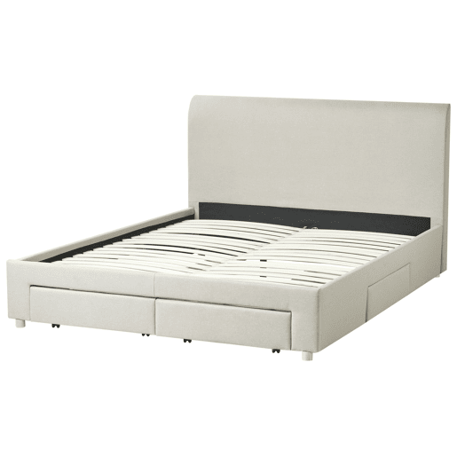 Cama com gavetas de arrumação Tecido SOUTRIN 160 x 200 cm Creme