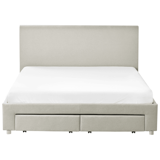 Cama com gavetas de arrumação Tecido SOUTRIN 160 x 200 cm Creme