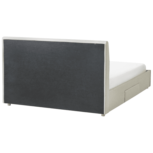 Cama com gavetas de arrumação Tecido SOUTRIN 160 x 200 cm Creme