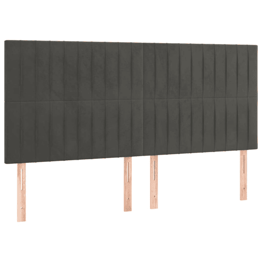 vidaXL Cabeceira de cama c LED veludo 200x5x118128 cm cinza-escuro
