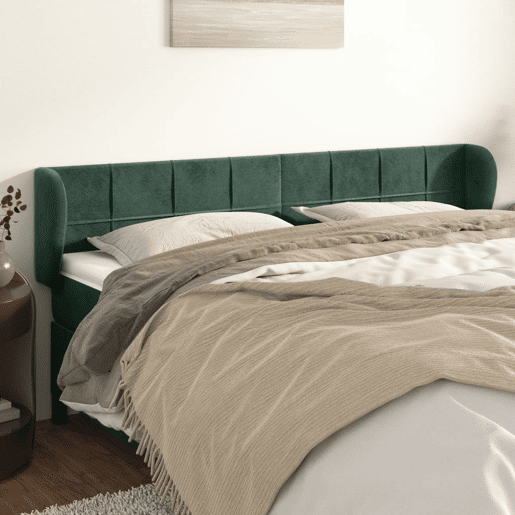 vidaXL Cabeceira de cama c abas veludo 203x23x7888cm verde-escuro vidaXL Cabeceira de cama c abas veludo 203x23x7888cm verde-escuro