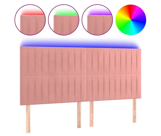 Vidaxl cabecero con luces led terciopelo rosa 200x5x118/128 cm