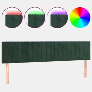 vidaXL Cabeceira de cama cluzes LED veludo 200x5x7888cm verde-escuro