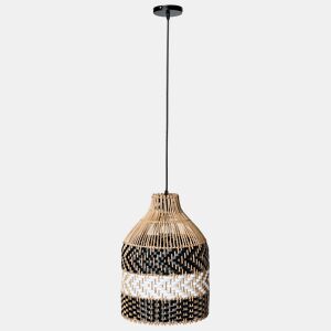 Candeeiro suspenso TURABO Rattan PretoBranco