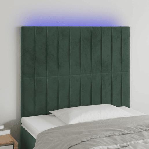 vidaXL Cabeceira de cama c LED veludo 90x5x118128 cm verde-escuro vidaXL Cabeceira de cama c LED veludo 90x5x118128 cm verde-escuro