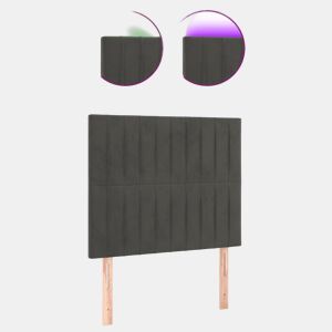 vidaXL Cabeceira de cama c LED veludo 80x5x118128 cm cinza-escuro