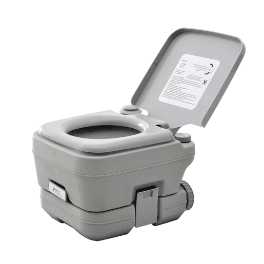 HOMCOM Sanita Portátil WC Portátil com 2 Depósitos de 10L Suporta até 200 kg Sanita para Exterior Campismo Caminhadas 36x42x30 cm Cinzento
