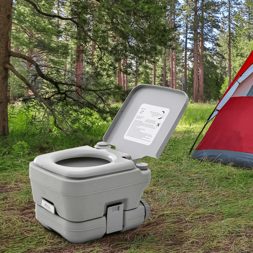 HOMCOM Sanita Portátil WC Portátil com 2 Depósitos de 10L Suporta até 200 kg Sanita para Exterior Campismo Caminhadas 36x42x30 cm Cinzento