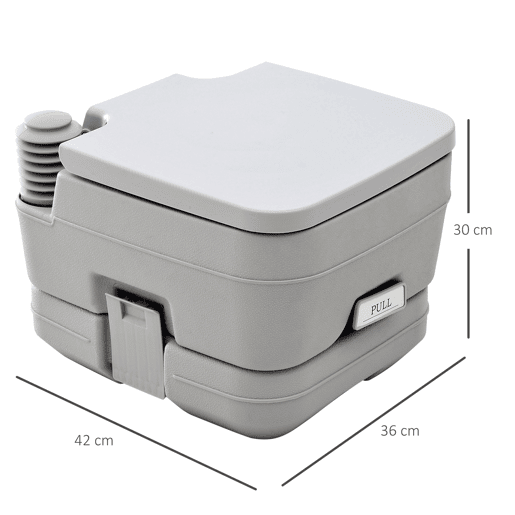 HOMCOM Sanita Portátil WC Portátil com 2 Depósitos de 10L Suporta até 200 kg Sanita para Exterior Campismo Caminhadas 36x42x30 cm Cinzento