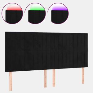 vidaXL Cabeceira de cama c luzes LED veludo 200x5x118128 cm preto