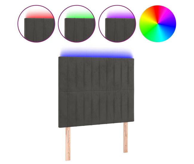 Vidaxl cabecero con luces led terciopelo gris oscuro 100x5x118/128 cm