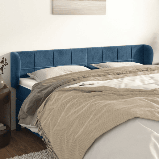 vidaXL Cabeceira de cama c abas veludo 183x23x7888cm azul-escuro vidaXL Cabeceira de cama c abas veludo 183x23x7888cm azul-escuro
