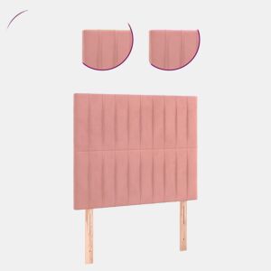 vidaXL Cabeceira de cama c luzes LED veludo 80x5x118128 cm rosa
