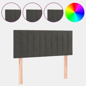 vidaXL Cabeceira de cama cluzes LED veludo 100x5x7888cm cinza-escuro
