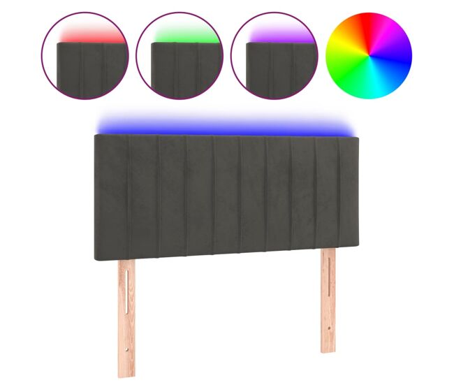 Vidaxl cabecero con led de terciopelo gris oscuro 100x5x78/88 cm