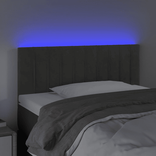 vidaXL Cabeceira de cama cluzes LED veludo 100x5x7888cm cinza-escuro vidaXL Cabeceira de cama cluzes LED veludo 100x5x7888cm cinza-escuro