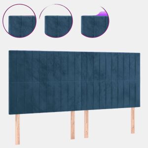 vidaXL Cabeceira cama c luzes LED veludo 200x5x118128cm azul-escuro