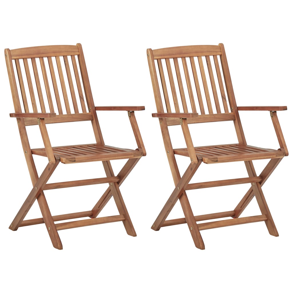 Vidaxl sillas plegables de jardín 2 unidades madera maciza de acacia