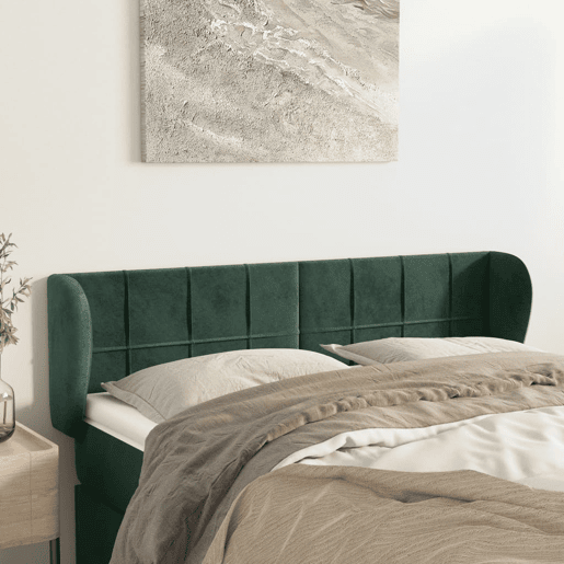 vidaXL Cabeceira de cama c abas veludo 147x23x7888cm verde-escuro vidaXL Cabeceira de cama c abas veludo 147x23x7888cm verde-escuro