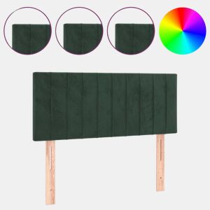 vidaXL Cabeceira de cama c luzes LED veludo 90x5x7888cm verde-escuro
