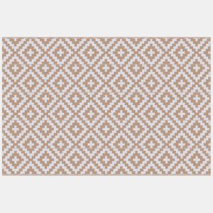 Outsunny Tapete de Exterior 182x274 cm Tapete ReversÃvel com Desenho Geomátrico Impermeável para Varanda Pátio Campismo Praia Branco e Castanho