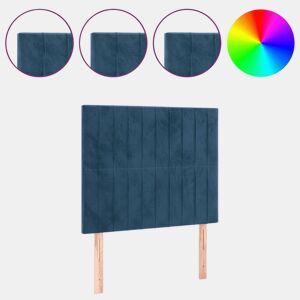 vidaXL Cabeceira cama c luzes LED veludo 90x5x118128cm azul-escuro