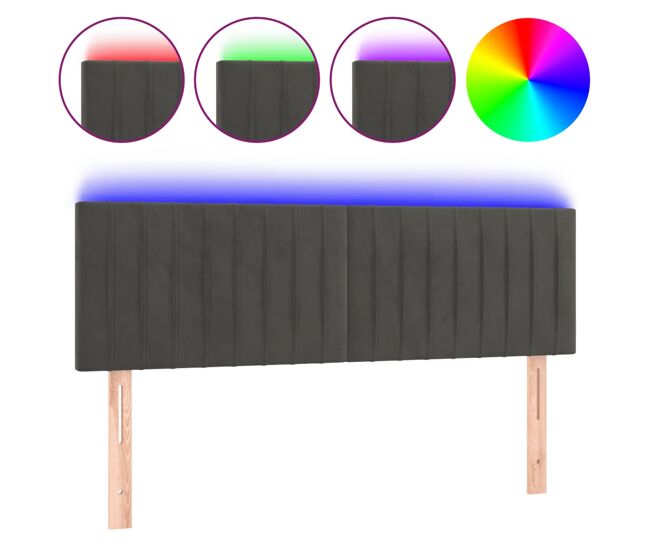 Vidaxl cabecero con led de terciopelo gris oscuro 144x5x78/88 cm
