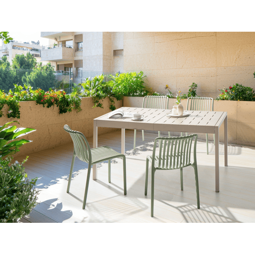Mesa de refeição de jardim BARTICA 154 cm 84 cm Creme