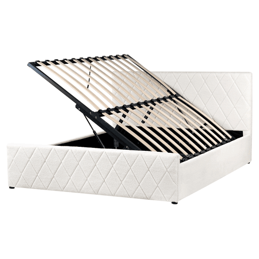 Cama baú Bouclé ROCHEFORT 160 x 200 cm Branco creme