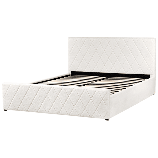 Cama baú Bouclé ROCHEFORT 160 x 200 cm Branco creme