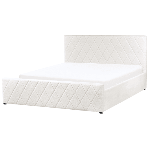 Cama baú Bouclé ROCHEFORT 160 x 200 cm Branco creme