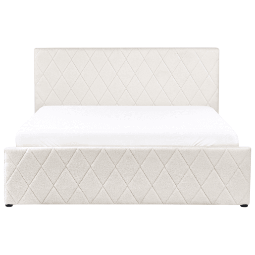 Cama baú Bouclé ROCHEFORT 160 x 200 cm Branco creme