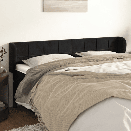 vidaXL Cabeceira de cama c abas veludo 163x23x7888 cm preto vidaXL Cabeceira de cama c abas veludo 163x23x7888 cm preto