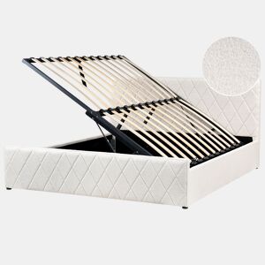 Cama baú Bouclé ROCHEFORT 180 x 200 cm Branco creme