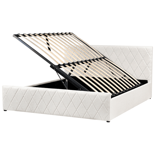 Cama baú Bouclé ROCHEFORT 180 x 200 cm Branco creme