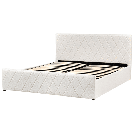 Cama baú Bouclé ROCHEFORT 180 x 200 cm Branco creme
