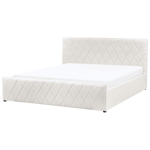 Cama baú Bouclé ROCHEFORT 180 x 200 cm Branco creme