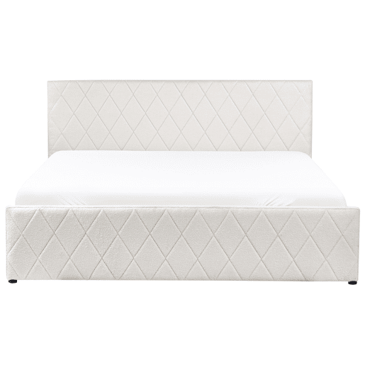 Cama baú Bouclé ROCHEFORT 180 x 200 cm Branco creme