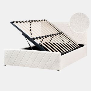 Cama baú Bouclé ROCHEFORT 140 x 200 cm Branco creme