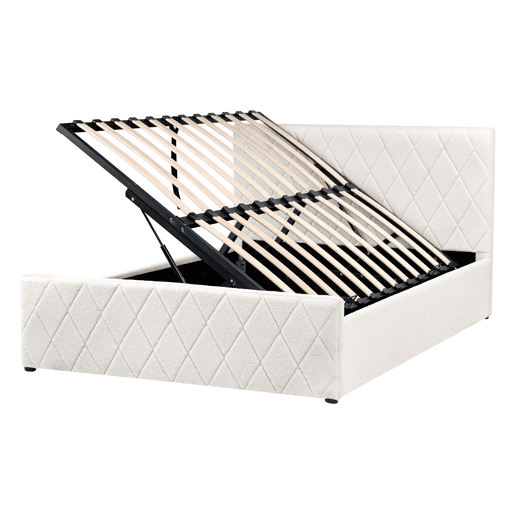 Cama baú Bouclé ROCHEFORT 140 x 200 cm Branco creme