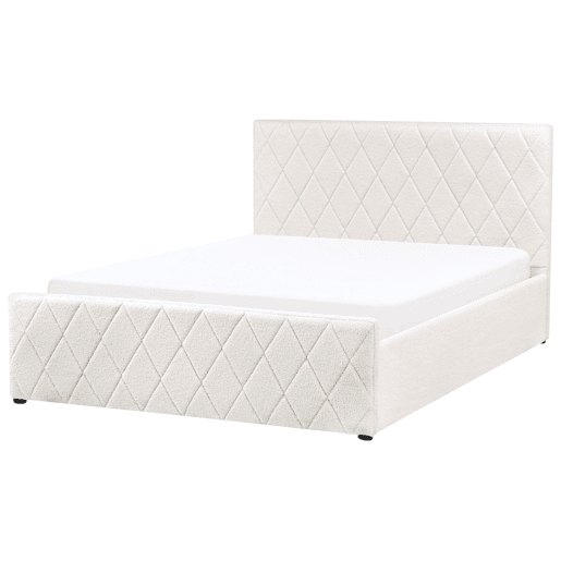 Cama baú Bouclé ROCHEFORT 140 x 200 cm Branco creme