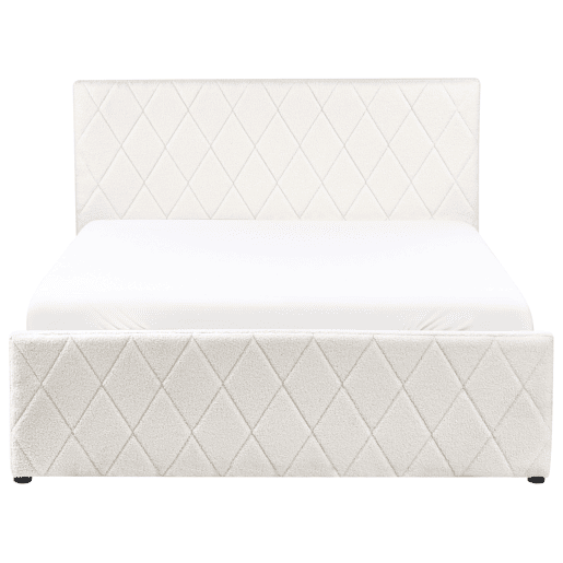 Cama baú Bouclé ROCHEFORT 140 x 200 cm Branco creme