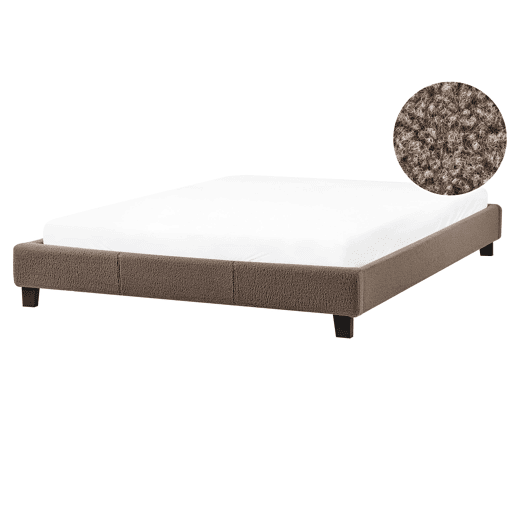 Cama sem cabeceira Bouclé ROANNE 160 x 200 cm Taupe