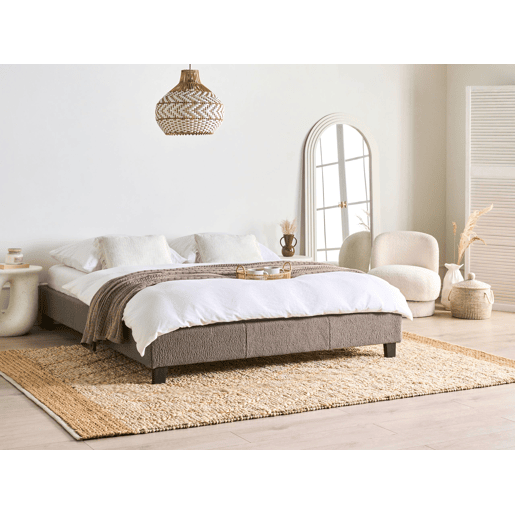 Cama sem cabeceira Bouclé ROANNE 160 x 200 cm Taupe
