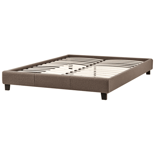 Cama sem cabeceira Bouclé ROANNE 160 x 200 cm Taupe