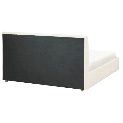 Cama com gavetas de arrumação Bouclé SOUTRIN 180 x 200 cm Branco creme