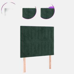 vidaXL Cabeceira de cama c LED veludo 80x5x118128 cm verde-escuro